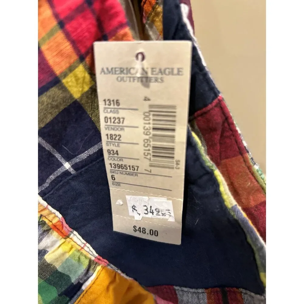 Vintage American Eagle Patchwork Plaid Cotton Skirt - Size 6 - NWT - Picture 5 of 6